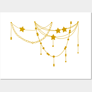 Golden Star Necklace Posters and Art